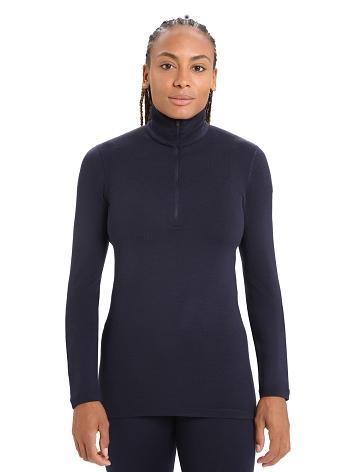 Midnight Navy Women's Icebreaker Merino 260 Tech Long Sleeve Half Zip Thermal Top Base Layers | USA 1914DFMN